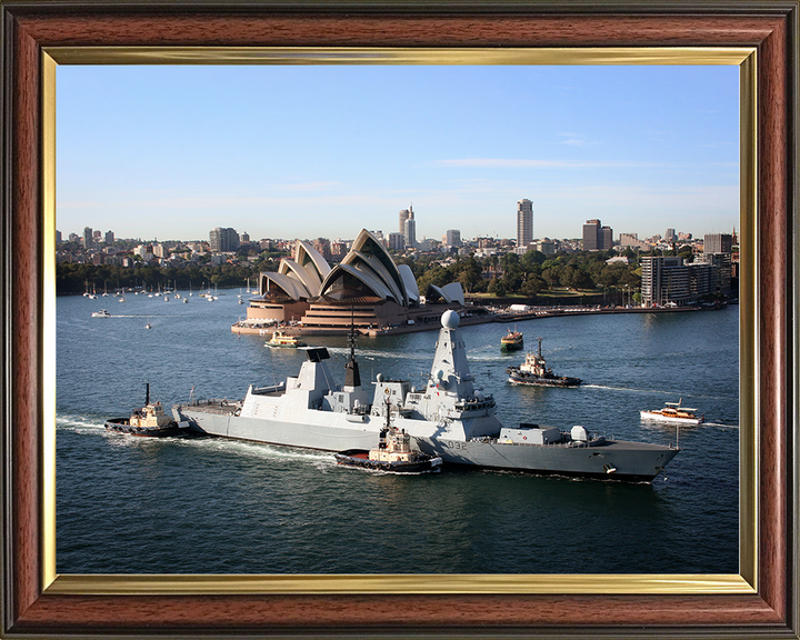 HMS Daring (D32) Royal Navy Type 45 Destroyer Sydney Opera House 2013 Photo Print Wall Art Decor Posters, Prints, & Visual Artwork Hampshire Prints 10 x 8 Classic Frame No