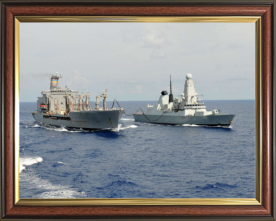 HMS Dauntless (D33) Royal Navy Type 45 Destroyer During a RAS Photo Print Wall Art Decor Posters, Prints, & Visual Artwork Hampshire Prints 10 x 8 Classic Frame No