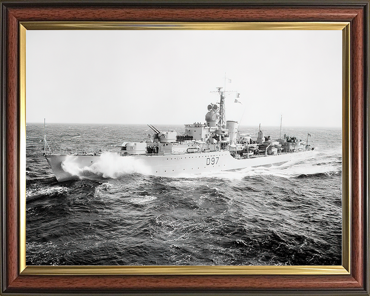 HMS Corunna (D97) Royal Navy Battle Class Destroyer Port Side View Photo Print Wall Art Decor Posters, Prints, & Visual Artwork Hampshire Prints 10 x 8 Classic Frame No