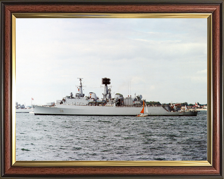 HMS Antrim (D18) Royal Navy County Class Destroyer At Anchor Photo Print Wall Art Decor Posters, Prints, & Visual Artwork Hampshire Prints 10 x 8 Classic Frame No