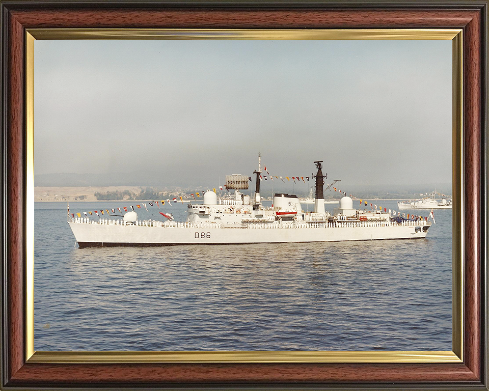 HMS Birmingham (D86) Royal Navy Type 42 Destroyer Dress Ship Photo Print Wall Art Decor Posters, Prints, & Visual Artwork Hampshire Prints 10 x 8 Classic Frame No