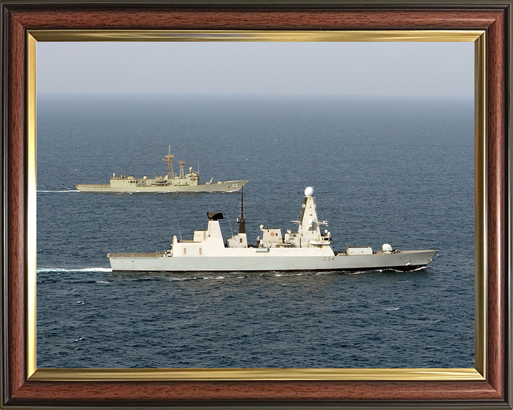 HMS Diamond (D34) Photo Print - with HMAS Melbourne - Royal Navy Type 45 Destroyer Hampshire Prints 10 x 8 Classic Frame No