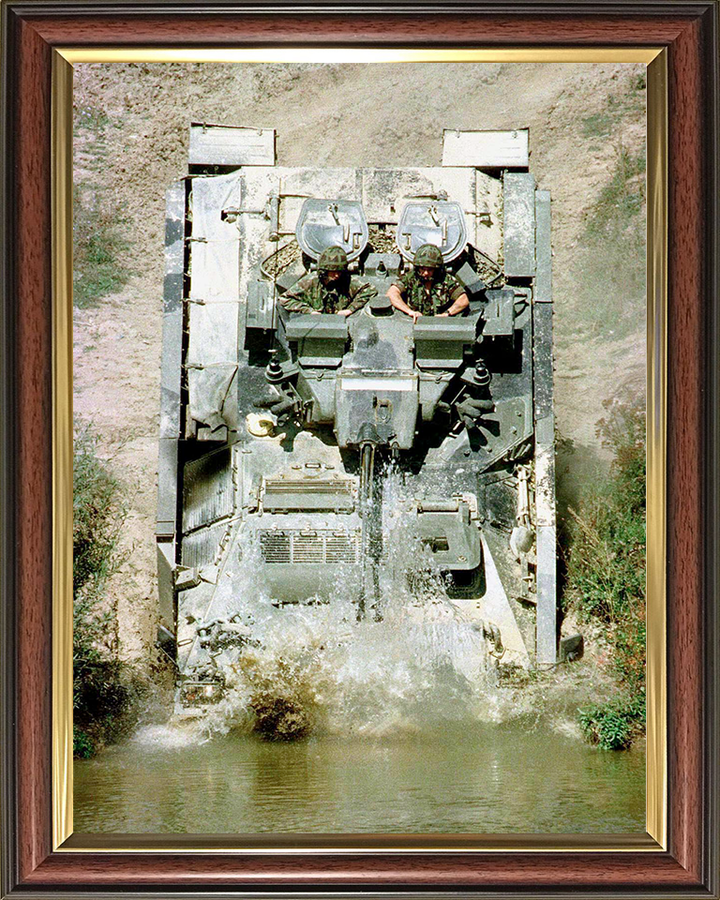 Warrior Armoured Personnel Vehicle Entering Water Photo Print - British Army Vehicle