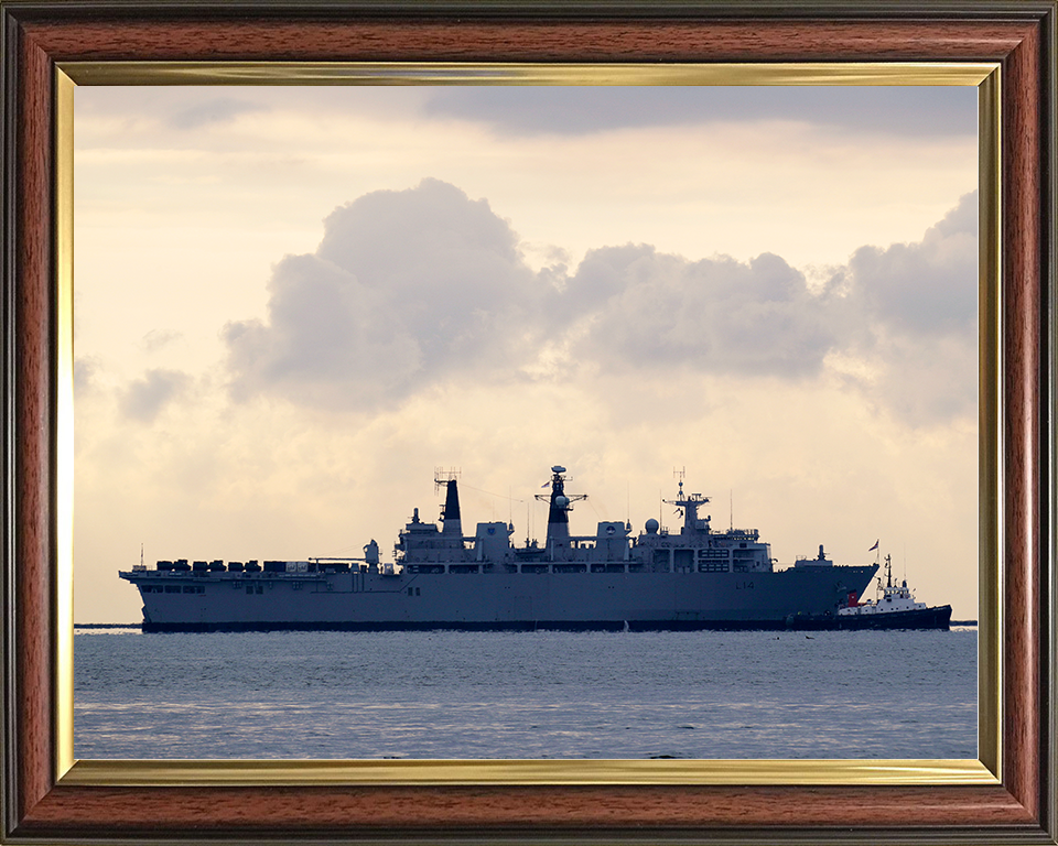HMS Albion (L14) Royal Navy Albion Class Amphibious Ship Starboard Beam View at Sunset Photo Print Wall Art Decor Posters, Prints, & Visual Artwork Hampshire Prints 10 x 8 Classic Frame No