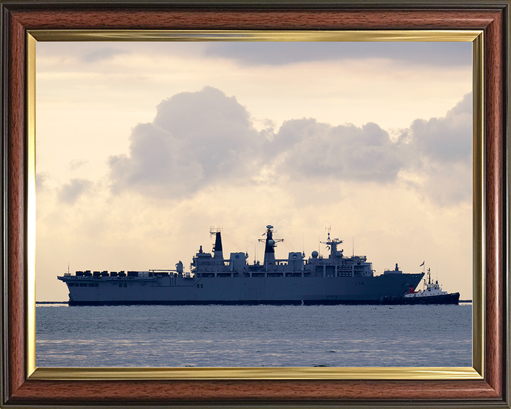 HMS Albion (L14) Royal Navy Albion Class Amphibious Ship Starboard Beam View at Sunset Photo Print Wall Art Decor Posters, Prints, & Visual Artwork Hampshire Prints 10 x 8 Classic Frame No