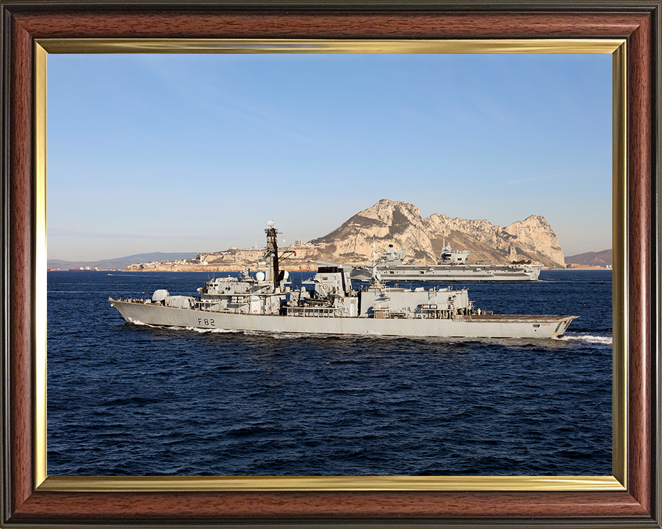 HMS Somerset (F82) Photo Print - Gibraltar 2018 - Royal Navy Type 23 Frigate Hampshire Prints 10 x 8 Classic Frame No