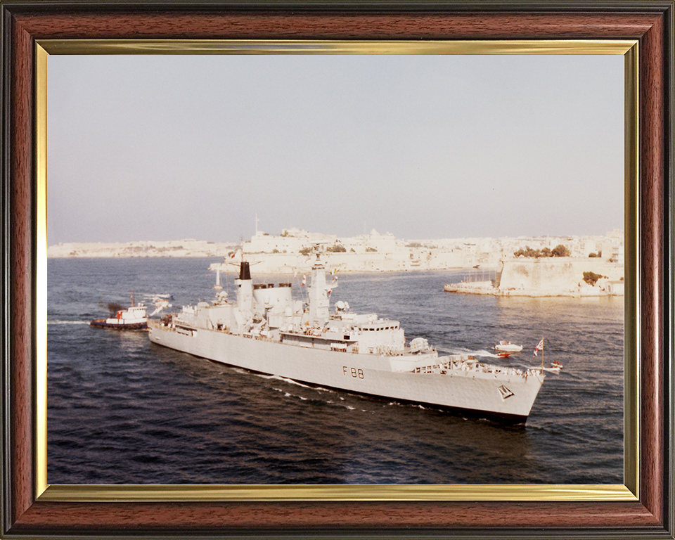 HMS Broadsword (F88) Royal Navy Type 22 Frigate Valletta Malta Photo Print Wall Art Decor Posters, Prints, & Visual Artwork Hampshire Prints 10 x 8 Classic Frame No