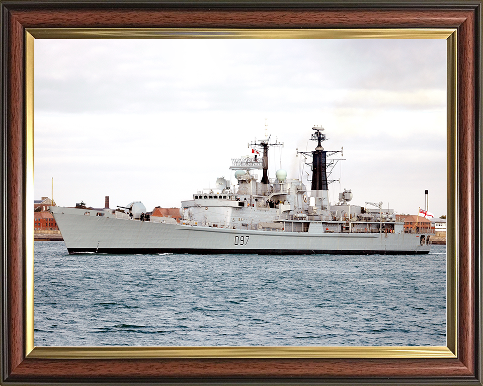 HMS Edinburgh (D97) Royal Navy Type 42 Destroyer Low Port Side View Photo Print Wall Art Decor Posters, Prints, & Visual Artwork Hampshire Prints 10 x 8 Classic Frame No