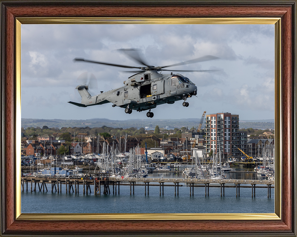Merlin Helicopter Embarks HMS Prince of Wales Photo Print - Royal Navy Aircraft Hampshire Prints 10 x 8 Classic Frame No