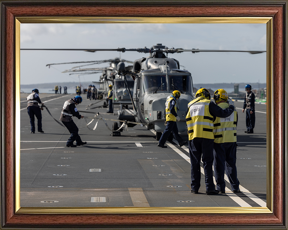 Helicopter Embark HMS Prince of Wales 2025 Photo Print - Royal Navy Aircraft Hampshire Prints 10 x 8 Classic Frame No