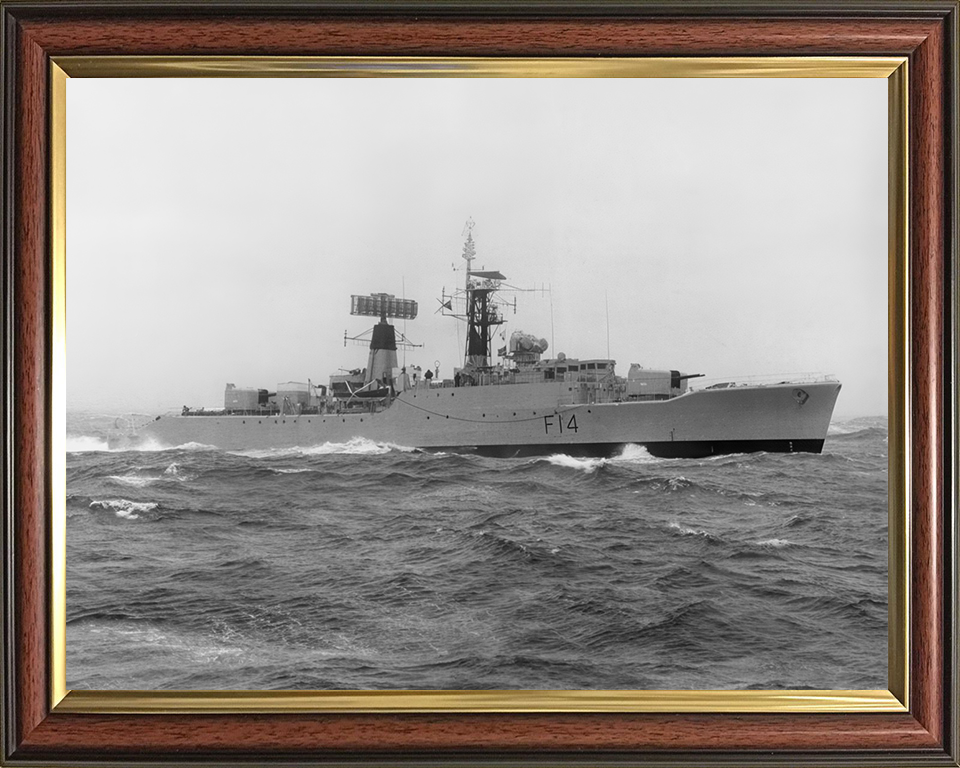 HMS Leopard (F14) Photo Print - At Sea 1973 - Royal Navy Leopard Class Frigate Hampshire Prints 10 x 8 Classic Frame No