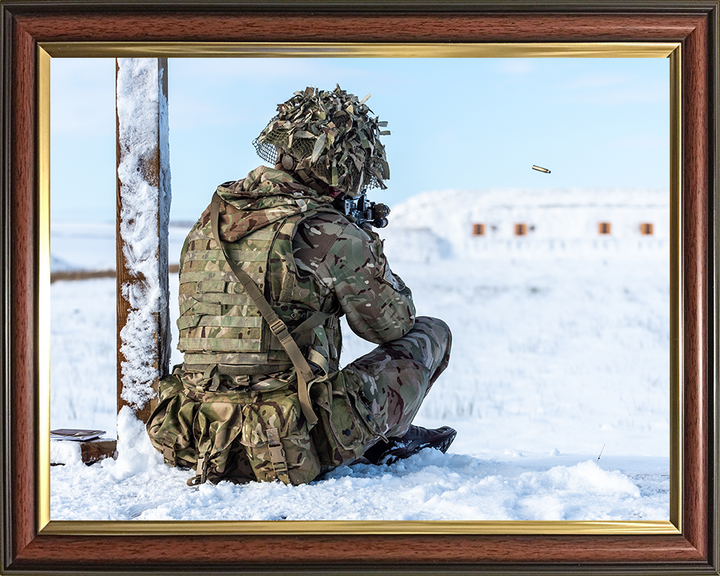 Soldier on a Snowy firing range Photo Print - British Army Hampshire Prints 10 x 8 Classic Frame No