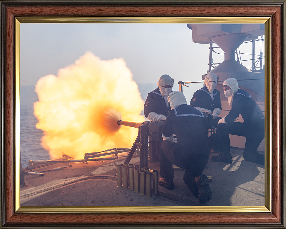 Royal Navy Gun Salute at the Decommissioning of HMS Lancaster Photo Print Wall Art Naval Decor Hampshire Prints 10 x 8 Classic Frame No