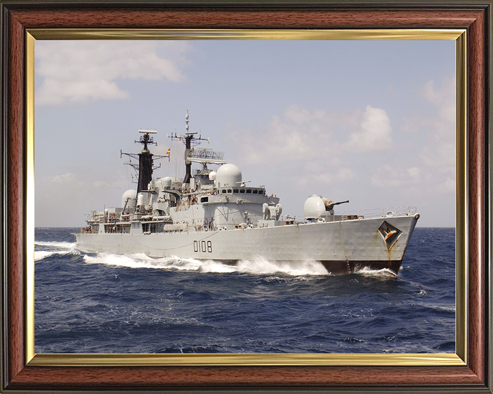 HMS Cardiff (D108) Royal Navy Type 42 Destroyer Underway Starboard View Photo Print Wall Art Decor Posters, Prints, & Visual Artwork Hampshire Prints 10 x 8 Classic Frame No