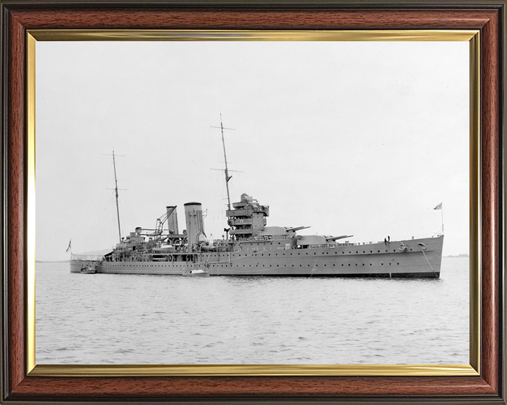 HMS York (90) Photo Print - At Anchor 1931 - Royal Navy York Class Heavy Cruiser Hampshire Prints 10 x 8 Classic Frame No