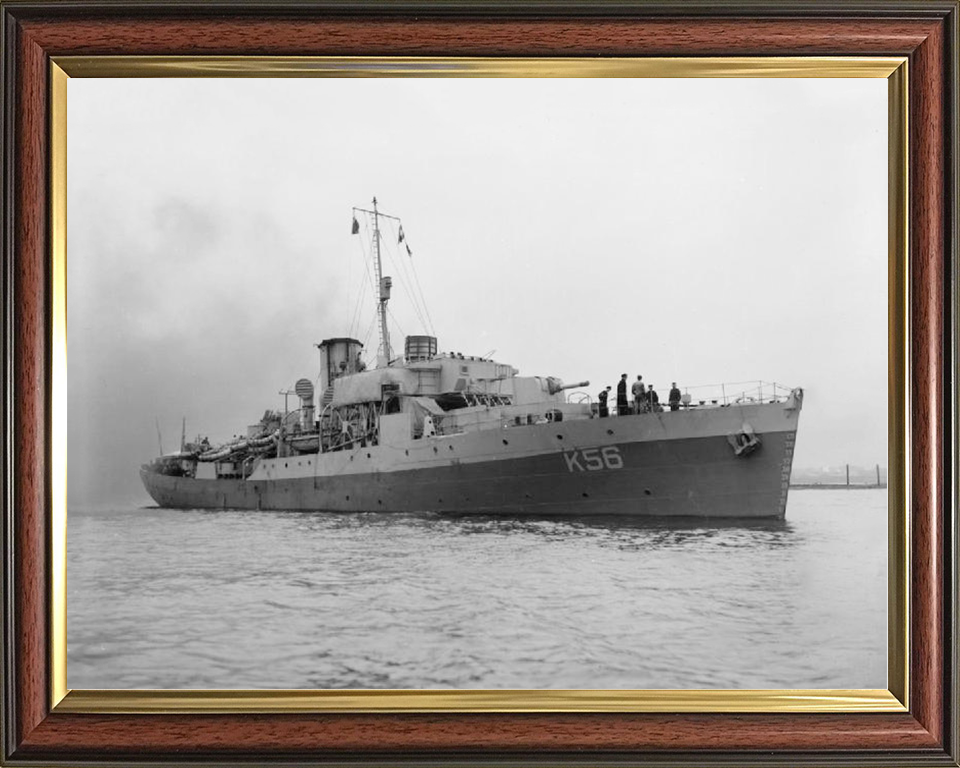 HMS Asphodel (K56) Royal Navy Flower Class Corvette Starboard Bow View Photo Print Wall Art Decor Posters, Prints, & Visual Artwork Hampshire Prints 10 x 8 Classic Frame No
