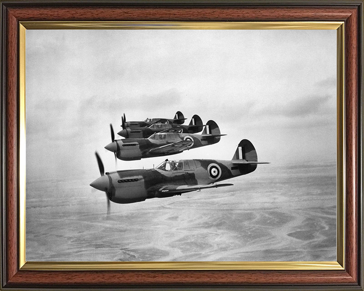 RAF Kittyhawk Mark Is in Formation Photo Print - Royal Air Force Aircraft Hampshire Prints 10 x 8 Classic Frame No