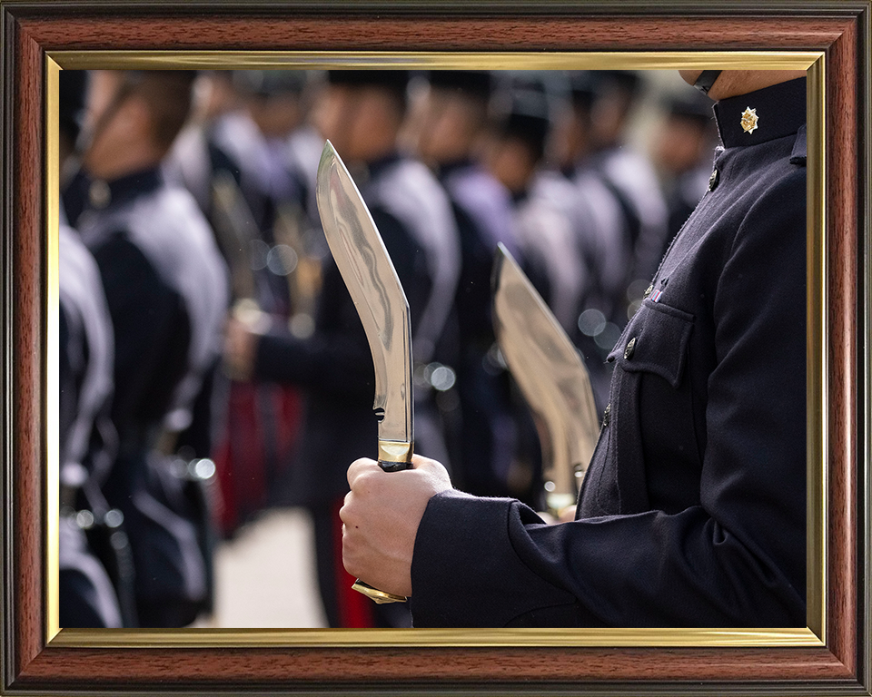Royal Gurkha Rifleman with Kukri on Parade Photo Print - British Army Hampshire Prints 10 x 8 Classic Frame No