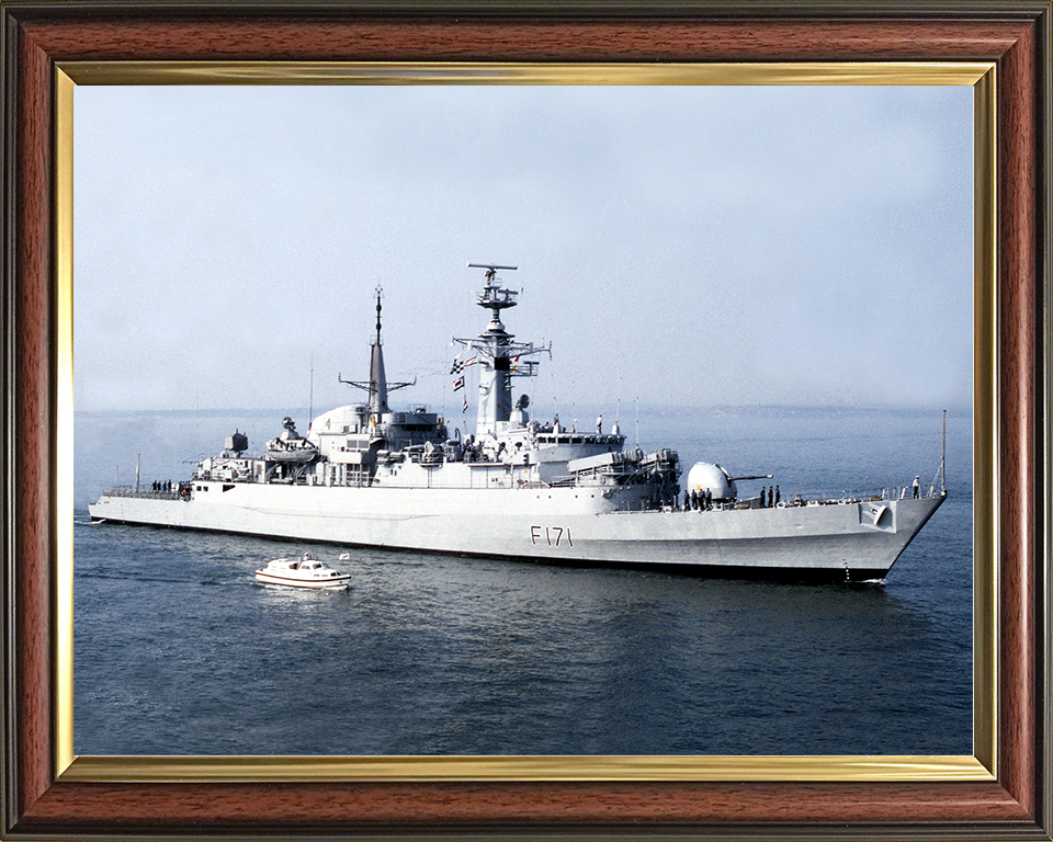 HMS Active (F171) Royal Navy Type 21 Frigate Photo Print Entering Harbour Warship Wall Art Posters, Prints, & Visual Artwork Hampshire Prints 10 x 8 Classic Frame No