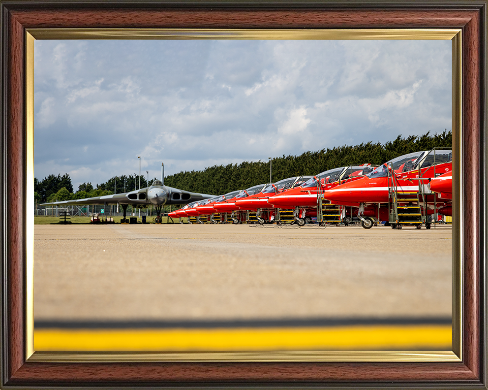 RAF Avro Vulcan Bomber with the Red Arrows Photo Print - Royal Air Force Aircraft Posters, Prints, & Visual Artwork Hampshire Prints 10 x 8 Classic Frame No