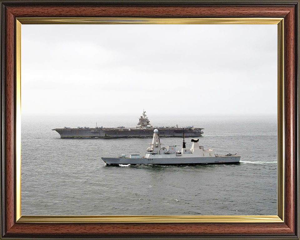 HMS Diamond (D34) Royal Navy Type 45 Destroyer With USS Enterprise Photo Print Wall Art Decor Posters, Prints, & Visual Artwork Hampshire Prints 10 x 8 Classic Frame No