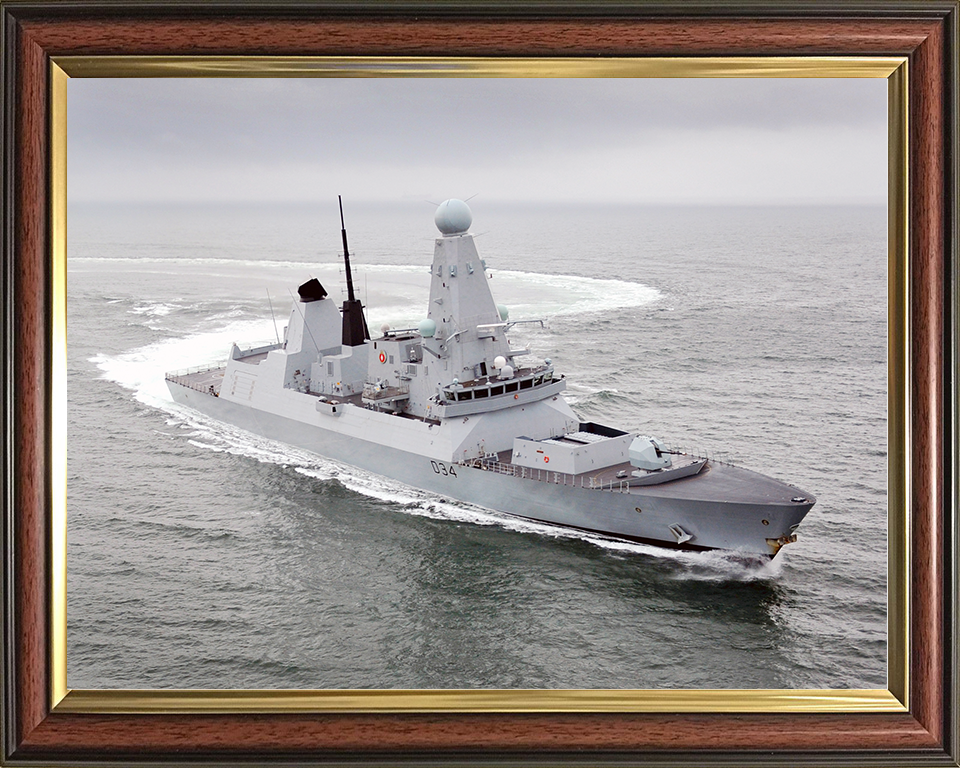 HMS Diamond (D34) Royal Navy Type 45 Destroyer Turning to Port Photo Print Wall Art Decor Posters, Prints, & Visual Artwork Hampshire Prints 10 x 8 Classic Frame No