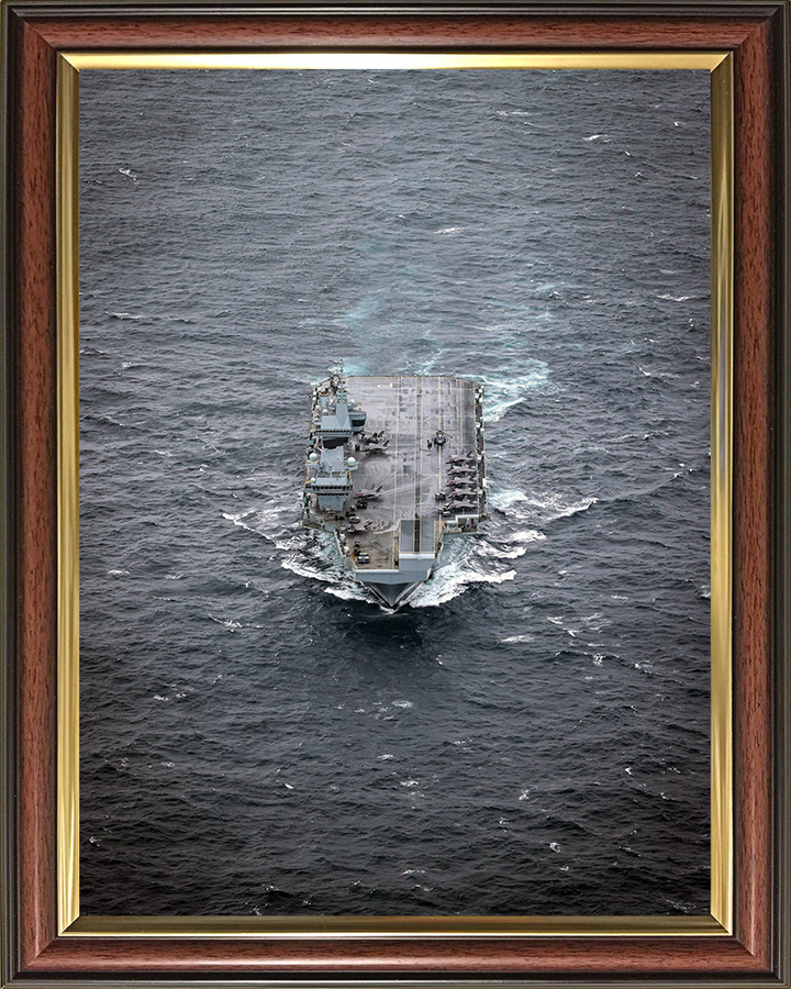 HMS Prince of Wales (R09) Photo Print - Bow View 2025 - Royal Navy Queen Elizabeth Class Aircraft Carrier Hampshire Prints 10 x 8 Classic Frame No