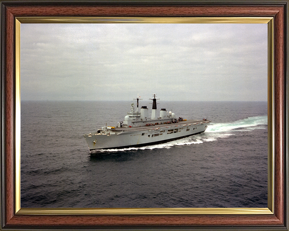HMS Invincible (R05) Photo Print - At Sea 1982 - Royal Navy Invincible Class Aircraft Carrier Hampshire Prints 10 x 8 Classic Frame No