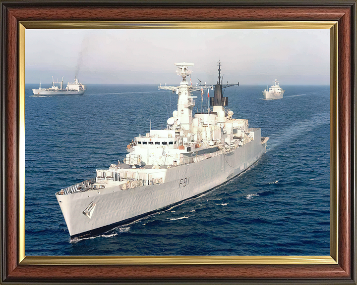 HMS Brazen (F91) Royal Navy Type 22 Frigate High Port Bow View Photo Print Wall Art Decor Posters, Prints, & Visual Artwork Hampshire Prints 10 x 8 Classic Frame No