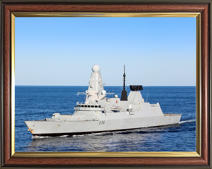 HMS Defender (D36) Royal Navy Type 45 Destroyer High Port Side View Photo Print Wall Art Decor Posters, Prints, & Visual Artwork Hampshire Prints 10 x 8 Classic Frame No