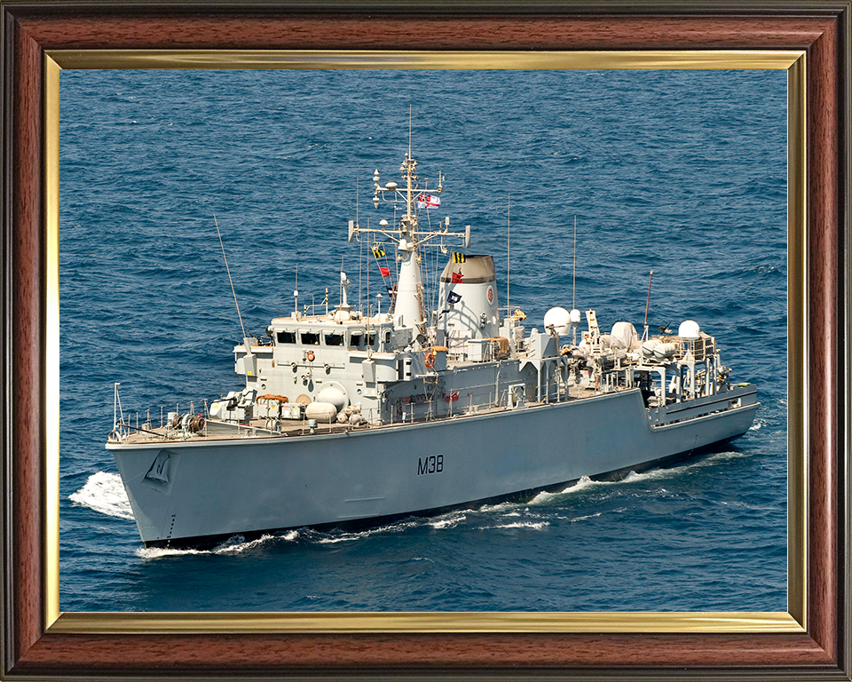 HMS Atherstone (M38) Royal Navy Hunt Class Mine Warfare Vessel High Port Side View Photo Print Wall Art Decor Posters, Prints, & Visual Artwork Hampshire Prints 10 x 8 Classic Frame No