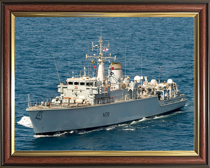 HMS Atherstone (M38) Royal Navy Hunt Class Mine Warfare Vessel High Port Side View Photo Print Wall Art Decor Posters, Prints, & Visual Artwork Hampshire Prints 10 x 8 Classic Frame No