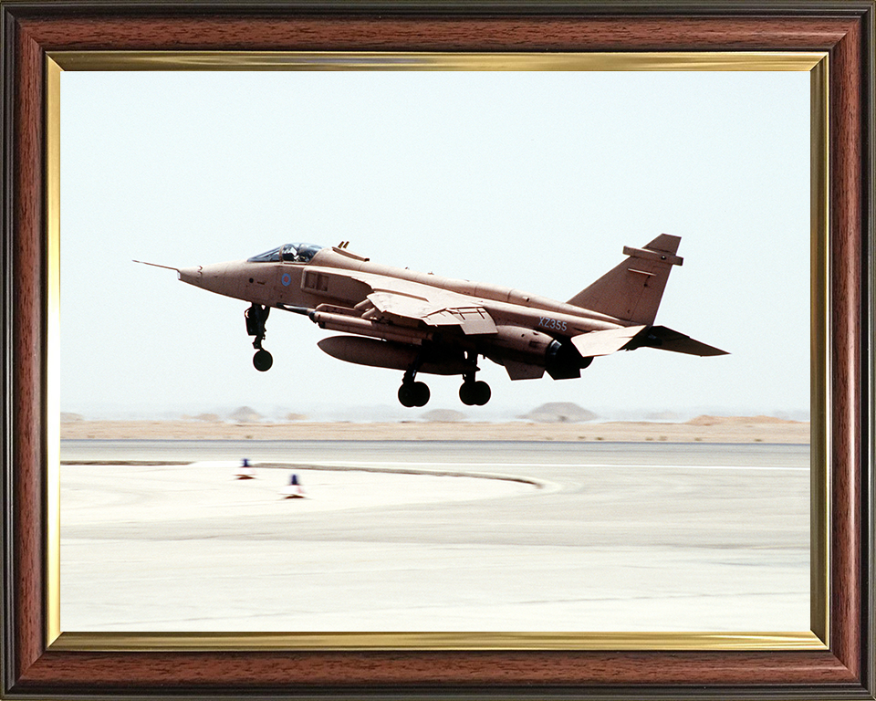 RAF Jaguar GR1 Jet Taking Off Photo Print - Royal Air Force Aircraft Hampshire Prints 10 x 8 Classic Frame No