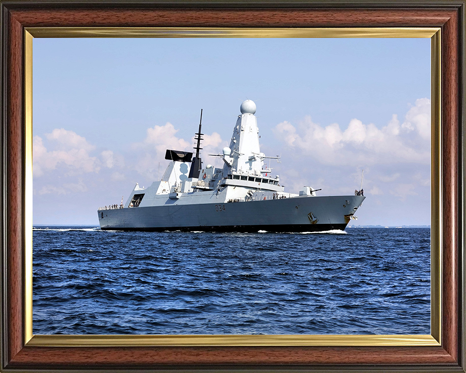 HMS Diamond (D34) Royal Navy Type 45 Destroyer Low Starboard View Photo Print Wall Art Decor Posters, Prints, & Visual Artwork Hampshire Prints 10 x 8 Classic Frame No