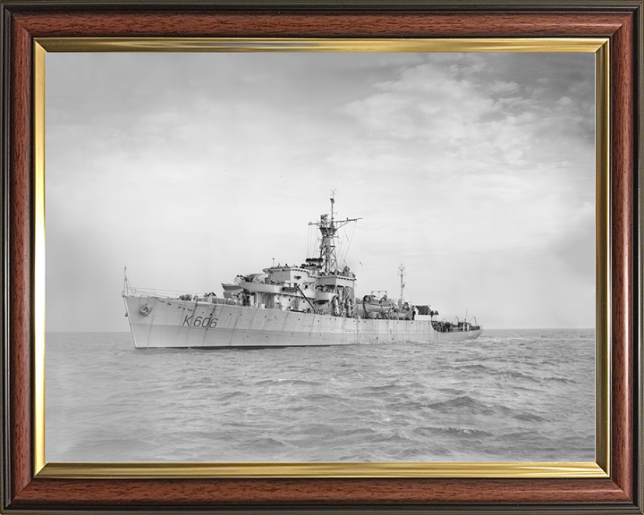 HMS Bigbury Bay (K606) Royal Navy Bay Class Frigate Port Bow View Photo Print Wall Art Decor Posters, Prints, & Visual Artwork Hampshire Prints 10 x 8 Classic Frame No