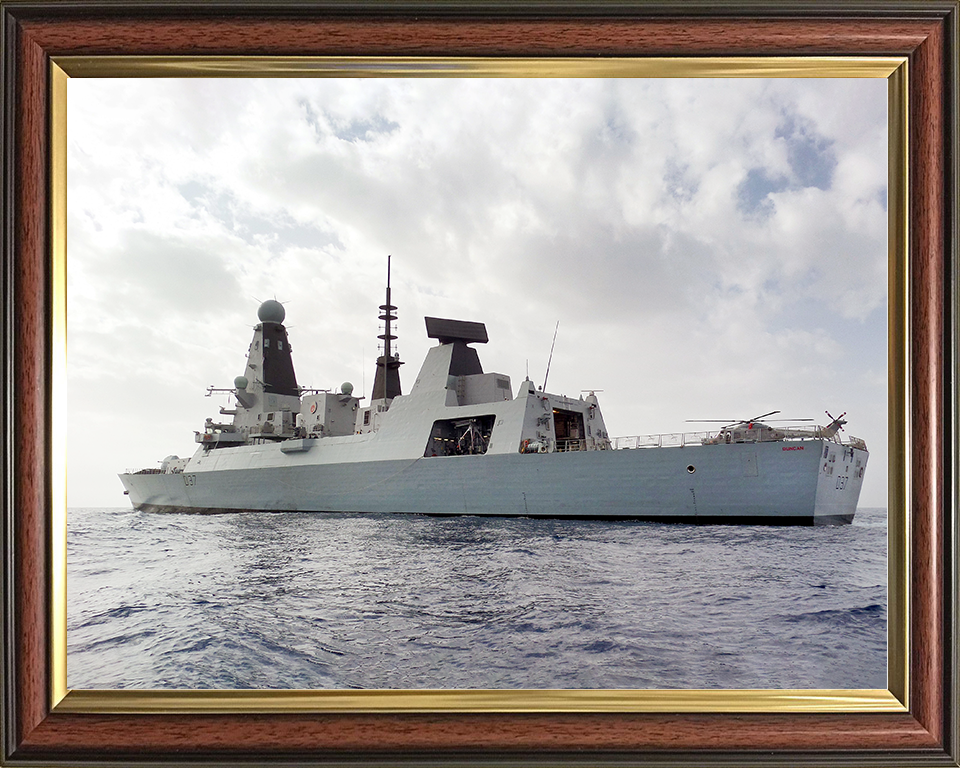 HMS Duncan (D37) Royal Navy Type 45 Destroyer With Helicopter on Deck Photo Print Wall Art Decor Posters, Prints, & Visual Artwork Hampshire Prints 10 x 8 Classic Frame No