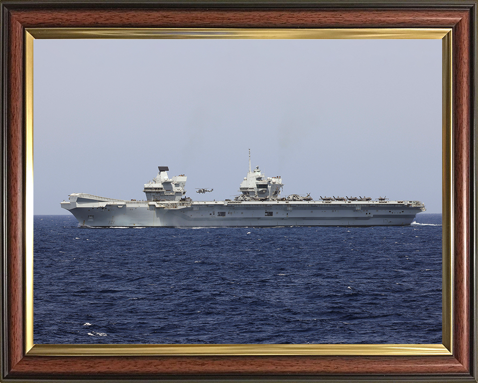 HMS Prince of Wales (R09) Photo Print - Port Beam 2025 - Royal Navy Queen Elizabeth Class Aircraft Carrier Hampshire Prints 10 x 8 Classic Frame No