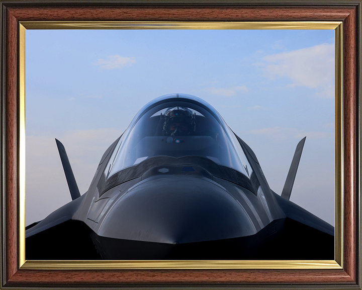 RAF F-35B Jet Pilot cockpit Closeup Royal Air Force Aircraft Photo Print Wall Art Aviation Decor UK Posters, Prints, & Visual Artwork Hampshire Prints 10 x 8 Classic Frame No