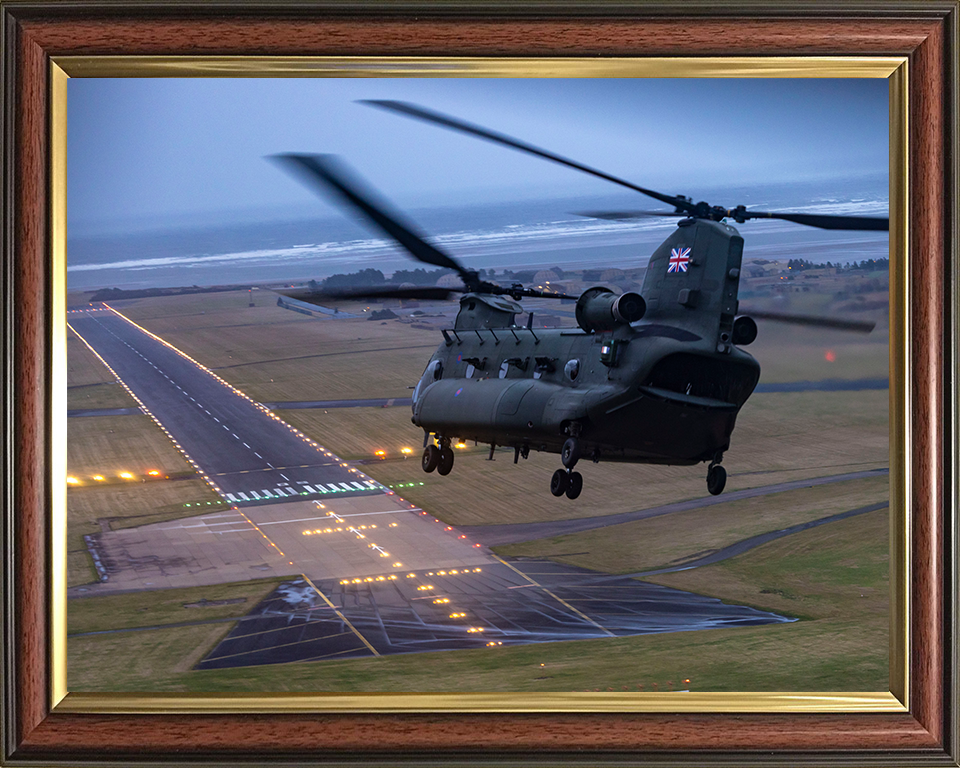RAF Chinook Helicopter and Runway Photo Print - Royal Air Force Aircraft Hampshire Prints 10 x 8 Classic Frame No