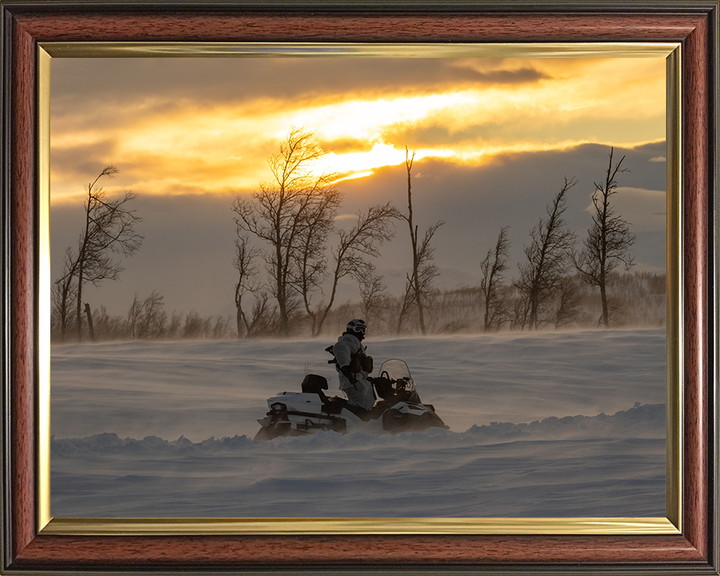Royal Marine Commando on a Snowmobile Photo Print - SRS Hampshire Prints 10 x 8 Classic Frame No