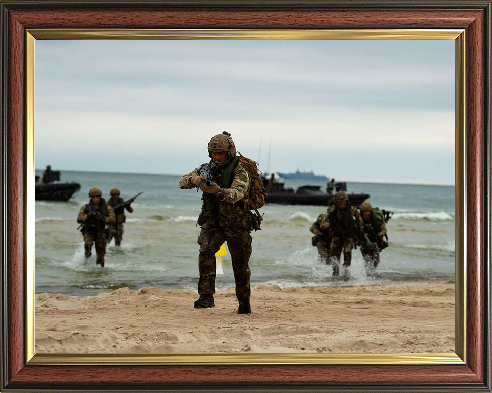 Royal Marines Beach Assault Photo Print - 45 Commando Hampshire Prints 10 x 8 Classic Frame No