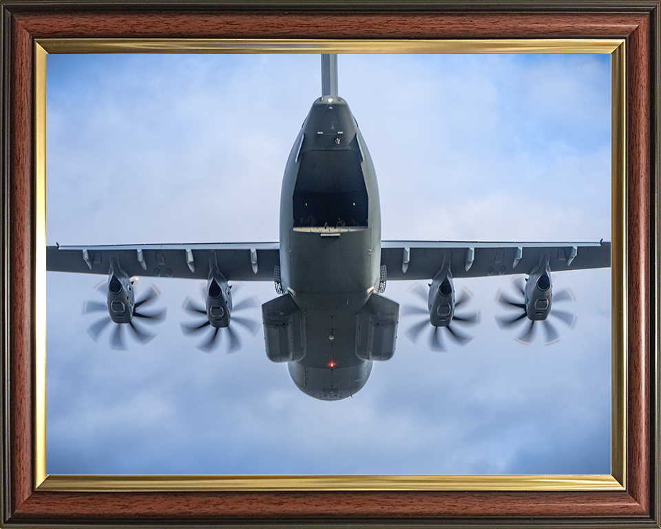 RAF Atlas A400M taking Fly Over Royal Air Force Aircraft Photo Print Wall Art Aviation Decor UK Posters, Prints, & Visual Artwork Hampshire Prints 10 x 8 Classic Frame No