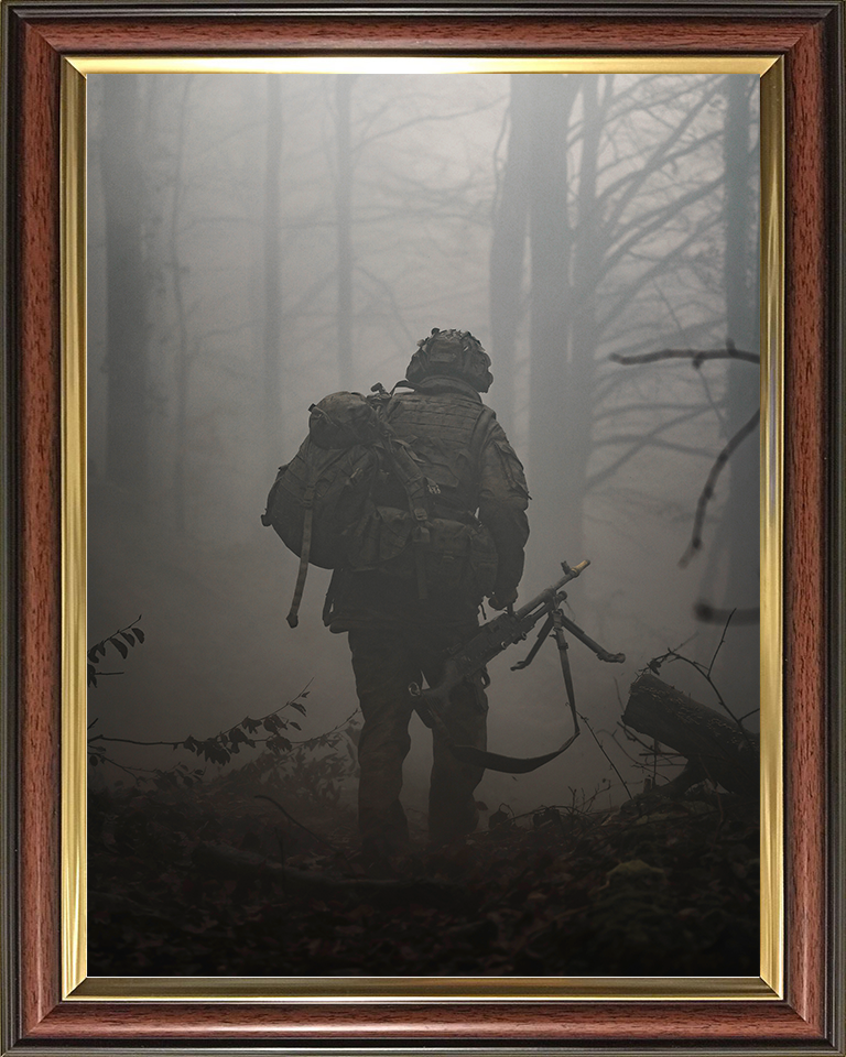 British Army Soldier Officer Cadet Woodland Portrait on Exercise Photo Print Wall Art Military Decor Posters, Prints, & Visual Artwork Hampshire Prints 10 x 8 Classic Frame No