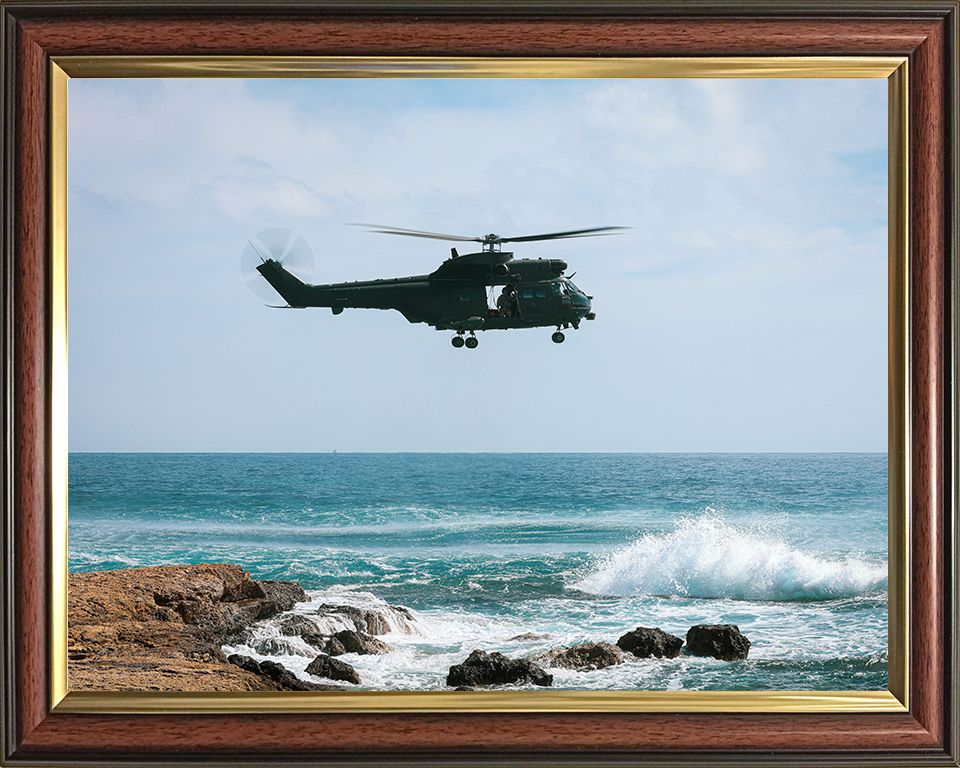 RAF Puma Helicopter in flight Photo Print - Royal Air Force Aircraft Hampshire Prints 10 x 8 Classic Frame No