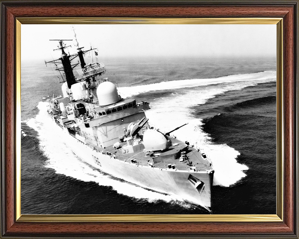 HMS Birmingham (D86) Royal Navy Type 42 Destroyer Hard Turn To Port Photo Print Wall Art Decor Posters, Prints, & Visual Artwork Hampshire Prints 10 x 8 Classic Frame No