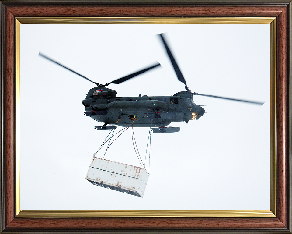 RAF Chinook Helicopter With Load Photo Print Royal Air Force Aircraft Wall Art Aviation Decor Posters, Prints, & Visual Artwork Hampshire Prints 10 x 8 Classic Frame No
