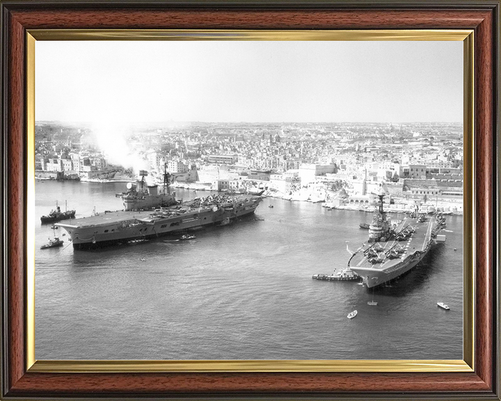 HMS Centaur (R06) and HMS Eagle (R05) Royal Navy Aircraft Carriers Malta Photo Print Wall Art Decor Posters, Prints, & Visual Artwork Hampshire Prints 10 x 8 Classic Frame No