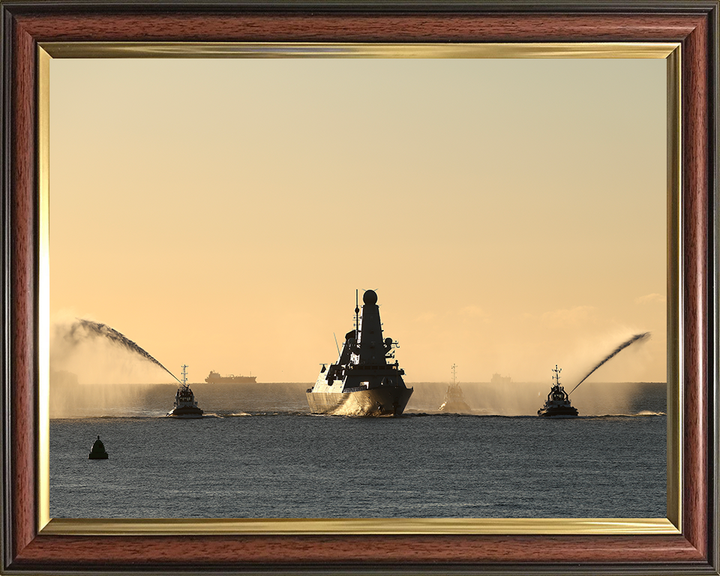 HMS Dauntless (D33) Photo Print - With Tugs 2025 - Royal Navy Type 45 Destroyer Posters, Prints, & Visual Artwork Hampshire Prints 10 x 8 Classic Frame No
