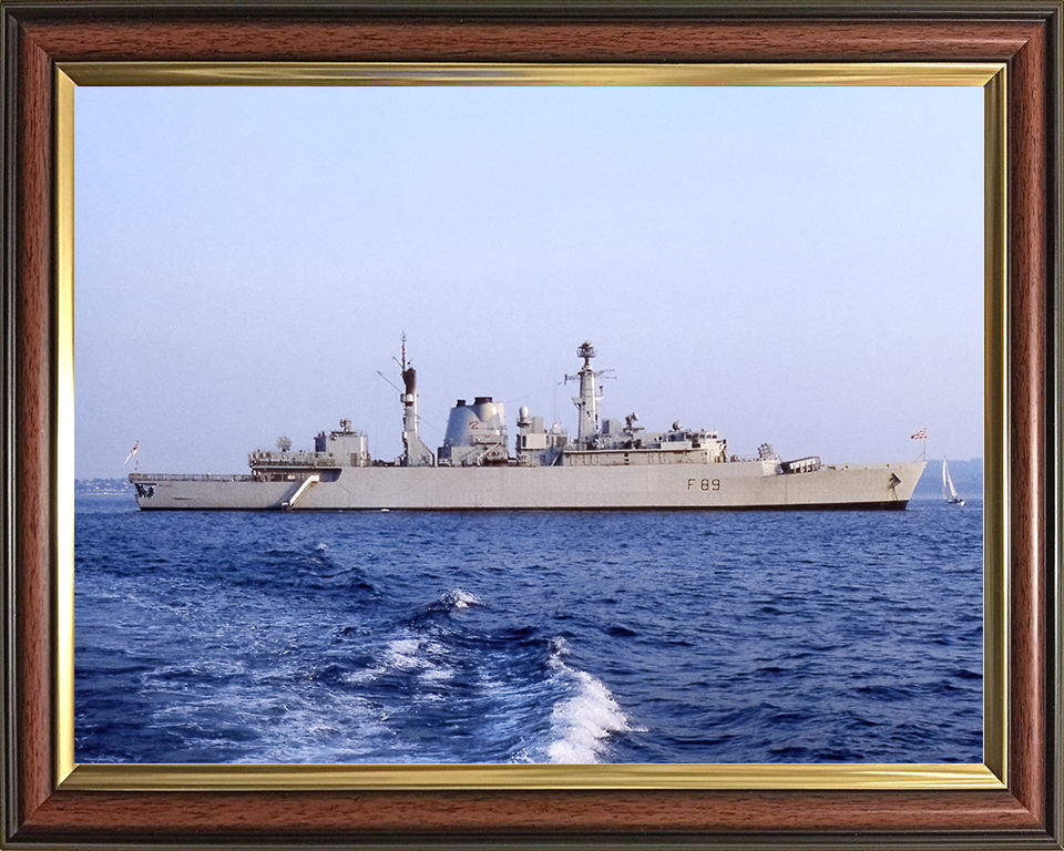 HMS Battleaxe (F89) Royal Navy Type 22 Frigate At Anchor Photo Print Wall Art Decor Posters, Prints, & Visual Artwork Hampshire Prints 10 x 8 Classic Frame No