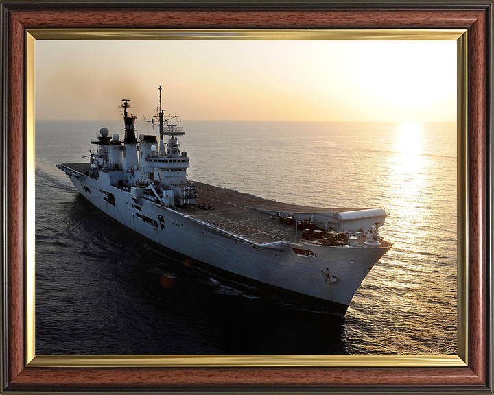 HMS Illustrious (R06) Photo Print - At Sunset 2013 - Royal Navy Invincible Class Aircraft Carrier Hampshire Prints 10 x 8 Classic Frame No